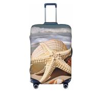 PPTHSNVB Große Muschel-Seestern-Gepäckhüllen für Koffer, elastisch, staubdicht, kratzfest, dick, Reisegepäckabdeckung, waschbar, passend für 45,7 - 81,3 cm Gepäck, Schwarz , S