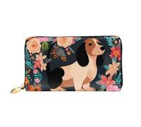 PPTHSNVB Grüne tropische Dschungelpflanze Damen Geldbörse Große Kapazität Kreditkartenhalter Reißverschluss Telefon Clutch Damen Reise Geldbörse, Dackel Floral, Einheitsgröße, Klassisch