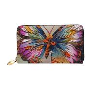 PPTHSNVB Grüne tropische Dschungelpflanze Damen Geldbörse Große Kapazität Kreditkartenhalter Reißverschluss Telefon Clutch Damen Reise Geldbörse, Stickerei-Schmetterling, Einheitsgröße, Klassisch