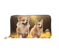 PPTHSNVB Grüne und weiße Klaviertasten Damen Geldbörse große Kapazität Kreditkartenhalter Reißverschluss Telefon Clutch Damen Reisegeldbörse, Niedlicher Corgi Hund, Einheitsgröße, Klassisch