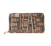 PPTHSNVB Happy German Shepherd Damen Geldbörse Große Kapazität Kreditkartenhalter Reißverschluss Telefon Clutch Damen Reise Geldbörse, Lustige Bücherregal-Kollektion und Leiter, Einheitsgröße