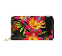 PPTHSNVB Helm of Awe Damen Geldbörse Große Kapazität Kreditkartenhalter Reißverschluss Telefon Clutch Damen Reise Geldbörse, Hawaiianische bunte Blume, Einheitsgröße, Klassisch