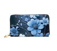 PPTHSNVB Herbst Thanksgiving Damen Geldbörse Große Kapazität Kreditkartenhalter Reißverschluss Telefon Clutch Damen Reise Geldbörse, blaue blumen, Einheitsgröße, Klassisch
