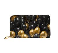 PPTHSNVB Herbst Thanksgiving Damen Geldbörse Große Kapazität Kreditkartenhalter Reißverschluss Telefon Clutch Damen Reise Geldbörse, Schwarze und goldene Luftballons, Einheitsgröße, Classic