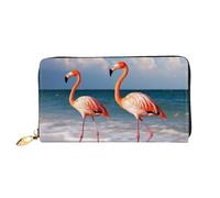PPTHSNVB Hot Air Balloon Damen Geldbörse Große Kapazität Kreditkartenhalter Reißverschluss Telefon Clutch Damen Reise Geldbörse, Flamingo Walking on the Beach, Einheitsgröße, Klassisch