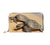 PPTHSNVB Hot Air Balloon Damen Geldbörse Große Kapazität Kreditkartenhalter Reißverschluss Telefon Clutch Damen Reise Geldbörse, Schildkröten am Strand, Einheitsgröße, Klassisch