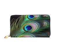 PPTHSNVB Hot Air Balloon Damen Geldbörse Große Kapazität Kreditkartenhalter Reißverschluss Telefon Clutch Damen Reise Geldbörse, Grüne Pfauenfeder, Einheitsgröße, Klassisch