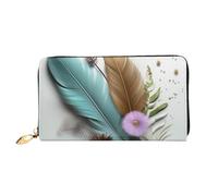 PPTHSNVB Magical Design Norse Runen Kompass Damen Geldbörse Große Kapazität Kreditkartenhalter Reißverschluss Telefon Clutch Damen Reise Geldbörse, Federblume, Einheitsgröße, Klassisch