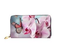 PPTHSNVB Ölgemälde Paris Eiffelturm Damen Geldbörse Große Kapazität Kreditkartenhalter Reißverschluss Telefon Clutch Damen Reise Geldbörse, Orchidee Blume Schmetterling Soft Fresh Spring