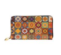 PPTHSNVB Painted Bread Damen Geldbörse Große Kapazität Kreditkartenhalter Reißverschluss Telefon Clutch Damen Reise Geldbörse, Gruppe von marokkanischen geometrischen Formen, Einheitsgröße, Klassisch