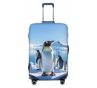 PPTHSNVB Pinguin Antarktis Eisgepäckhüllen für Koffer, elastische Kofferabdeckung, staubdicht, kratzfest, dick, Reisegepäckabdeckung, waschbar, passend für 45,7 - 81,3 cm Gepäck, Schwarz , M
