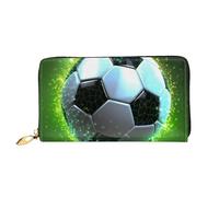 PPTHSNVB raccoon Damen Geldbörse Große Kapazität Kreditkartenhalter Reißverschluss Telefon Clutch Damen Reise Geldbörse, Cooler Fußball, Einheitsgröße, Klassisch