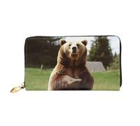 PPTHSNVB Rainbow Butterfly Damen Geldbörse Große Kapazität Kreditkartenhalter Reißverschluss Telefon Clutch Damen Reise Geldbörse, Hi Bear sitzt auf dem Rasen, Einheitsgröße, Klassisch