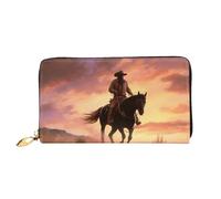 PPTHSNVB Schwarz Weiß Streifen Rote Rose Blumen Damen Geldbörse Große Kapazität Kreditkartenhalter Reißverschluss Telefon Clutch Damen Reise Geldbörse, Cowboy West, Einheitsgröße, Klassisch