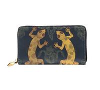 PPTHSNVB Schwarz Weiß Streifen Rote Rose Blumen Damen Geldbörse Große Kapazität Kreditkartenhalter Reißverschluss Telefon Clutch Damen Reise Geldbörse, Gecko-Eidechsen, Einheitsgröße, Klassisch