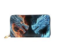 PPTHSNVB Schwarz Weiß Streifen Rote Rose Blumen Damen Geldbörse Große Kapazität Kreditkartenhalter Reißverschluss Telefon Clutch Damen Reise Geldbörse, Eis- und Feuerdrachen, Einheitsgröße, Klassisch