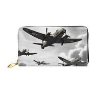 PPTHSNVB Schwarz Weiß Streifen Rote Rose Blumen Damen Geldbörse Große Kapazität Kreditkartenhalter Reißverschluss Telefon Clutch Damen Reise Geldbörse, Weltkrieg, Einheitsgröße, Klassisch