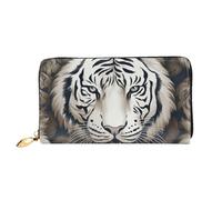 PPTHSNVB Schwarze Astronaut auf blauem Damen-Geldbörse, großes Fassungsvermögen, Kreditkartenhalter, Reißverschluss, Handy-Clutch, Damen-Reisegeldbörse, Weißes Tigerkopfmuster, Einheitsgröße