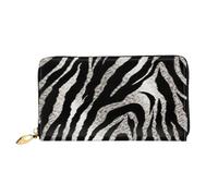 PPTHSNVB Schwarze Astronaut auf blauem Damen-Geldbörse, großes Fassungsvermögen, Kreditkartenhalter, Reißverschluss, Handy-Clutch, Damen-Reisegeldbörse, Schwarz-weißes Zebramuster, Einheitsgröße