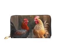 PPTHSNVB Skilift mit Tannenbaum, Damengeldbörse, großes Fassungsvermögen, Kreditkartenhalter, Reißverschluss, Handy-Clutch, Damen-Reisegeldbörse, Hahn und Huhn, Einheitsgröße, Klassisch