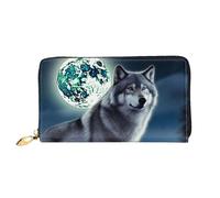 PPTHSNVB Skilift mit Tannenbaum, Damengeldbörse, großes Fassungsvermögen, Kreditkartenhalter, Reißverschluss, Handy-Clutch, Damen-Reisegeldbörse, Wolf Under Moon, Einheitsgröße, Klassisch