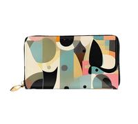 PPTHSNVB Skilift mit Tannenbaum, Damengeldbörse, großes Fassungsvermögen, Kreditkartenhalter, Reißverschluss, Handy-Clutch, Damen-Reisegeldbörse, Mid-Century Modern Art Katze, Einheitsgröße, Klassisch