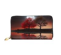 PPTHSNVB Spring Flowers Damen Geldbörse Große Kapazität Kreditkartenhalter Reißverschluss Telefon Clutch Damen Reise Geldbörse, Red Tree Lake Moon, Einheitsgröße, Klassisch