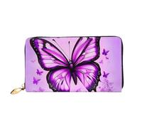 PPTHSNVB Submarine Shark Coral Damen Geldbörse Große Kapazität Kreditkartenhalter Reißverschluss Telefon Clutch Damen Reise Geldbörse, violettfarbener schmetterling, Einheitsgröße, Klassisch