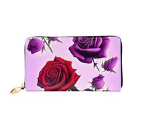 PPTHSNVB Submarine Shark Coral Damen Geldbörse Große Kapazität Kreditkartenhalter Reißverschluss Telefon Clutch Damen Reise Geldbörse, Rote und lila Rosen, Einheitsgröße, Klassisch