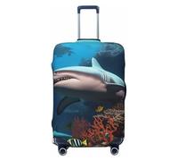 PPTHSNVB Submarine Shark Coral Gepäckabdeckungen für Koffer, elastisch, staubdicht, kratzfest, dick, Reisegepäckabdeckung, waschbar, passend für 45,7 - 81,3 cm Gepäck, Schwarz , S