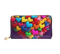 PPTHSNVB Süße Kuh Damen Geldbörse Große Kapazität Kreditkartenhalter Reißverschluss Telefon Clutch Damen Reise Geldbörse, Buntes Herz, Einheitsgröße, Klassisch