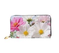 PPTHSNVB Süßer weißer Tiger Damen-Geldbörse, großes Fassungsvermögen, Kreditkartenhalter, Reißverschluss, Handy-Clutch, Damen-Reisegeldbörse, Weiße/Blumen, Einheitsgröße, Klassisch