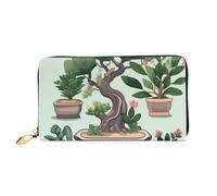 PPTHSNVB Süßer weißer Tiger Damen-Geldbörse, großes Fassungsvermögen, Kreditkartenhalter, Reißverschluss, Handy-Clutch, Damen-Reisegeldbörse, Bonsai-Pflanze, Einheitsgröße, Klassisch