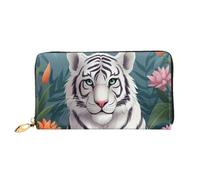 PPTHSNVB Süßer weißer Tiger Damen-Geldbörse, großes Fassungsvermögen, Kreditkartenhalter, Reißverschluss, Handy-Clutch, Damen-Reisegeldbörse, Süßer weißer Tiger, Einheitsgröße, Klassisch