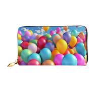 PPTHSNVB Süßer weißer Tiger Damen-Geldbörse, großes Fassungsvermögen, Kreditkartenhalter, Reißverschluss, Handy-Clutch, Damen-Reisegeldbörse, Bunte Luftballons, Einheitsgröße, Klassisch