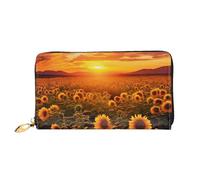 PPTHSNVB Sunflower Field Sunset Sea of Flowers Damen Geldbörse Große Kapazität Kreditkartenetui Reißverschluss Telefon Clutch Damen Reisegeldbörse, Sonnenblumenfeld Sonnenuntergang Meer der Blumen