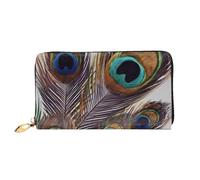 PPTHSNVB Sunflower Field Sunset Sea of Flowers Damen Geldbörse Große Kapazität Kreditkartenetui Reißverschluss Telefon Clutch Damen Reisegeldbörse, Pfauenfeder, Einheitsgröße, Klassisch