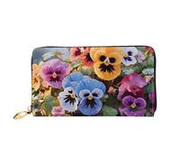 PPTHSNVB Winter Schnee Szene Damen Geldbörse Große Kapazität Kreditkartenhalter Reißverschluss Telefon Clutch Damen Reise Geldbörse, Stiefmütterchen-Blumen, Einheitsgröße, Klassisch