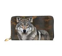 PPTHSNVB Winter Schnee Szene Damen Geldbörse Große Kapazität Kreditkartenhalter Reißverschluss Telefon Clutch Damen Reise Geldbörse, Wild Wild Grey Wolf, Einheitsgröße, Klassisch