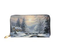 PPTHSNVB Winter Schnee Szene Damen Geldbörse Große Kapazität Kreditkartenhalter Reißverschluss Telefon Clutch Damen Reise Geldbörse, Winter-Schneeszene, Einheitsgröße, Klassisch