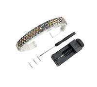 PPzsyxx Massives Edelstahl-Universal-Uhrenarmband 6mm 8mm 10mm 12mm 14mm Damen Ersetzen Sie die Metall-Uhrenkette Zubehör(Silver Gold,12mm)