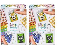 Pracht Creatives Hobby Pixel P20130 Schlüsselanhänger für Kinder zum Selbstgestalten, Motiv Tiere, kinderleichtes Stecksystem, ohne Bügeln u. Kleben, Steinchen aus Biokunststoff (Packung mit 2)