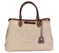 Prada Damen Braun Canvas Top-Handle Schultertasche 1BA579 UCW F0B16