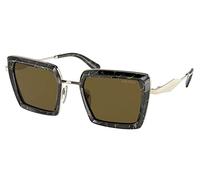 Prada 0Pr 55Zs 52 19D01T Sonnenbrille, Schwarz/Gelb, Marmor, Dunkelbraun, 52/22/140
