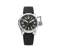 PRAESIDUS A-5 UDT Automatik-Armbanduhr, 38 mm, wasserdicht bis 200 m, Schwarzes Zifferblatt, schwarzes Kautschukarmband, Militärische Taucheruhr