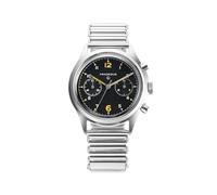 PRAESIDUS | - - Chronograph Uhr, Herrenarmbanduhren - Pilot, Militär - Gehäuse 38mm, Popcorn schwarzes Zifferblatt - Bonklip Armband, Montiert in den USA | Geschenke für Männer