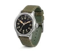PRAESIDUS | - - Herrenarmbanduhren - A11, Militär - Schwarzes Zifferblatt 42 mm und grünes Canvas-Armband, Montiert in den USA | Automatik, WW2, Geschenke für Männer