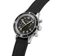 PRAESIDUS | - - Herrenuhren, Herrenarmbanduhren - Pilot, Chronograph, Militär - Gehäuse 38mm - Schwarzes Zifferblatt, Schwarzes Canvas-Armband | Montiert in den USA, Geschenk