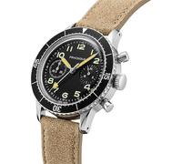PRAESIDUS | - - Herrenuhren, Herrenarmbanduhren - Pilot, Chronograph, Militär - Gehäuse 38mm - Schwarzes Zifferblatt, Sandfarbenes Lederarmband | Montiert in den USA, Geschenk