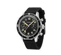 PRAESIDUS | - - Herrenuhren, Herrenarmbanduhren - Pilot, Chronograph, Militär - Gehäuse 38mm - Schwarzes Zifferblatt, Schwarzes Canvas-Armband | Montiert in den USA, Geschenk